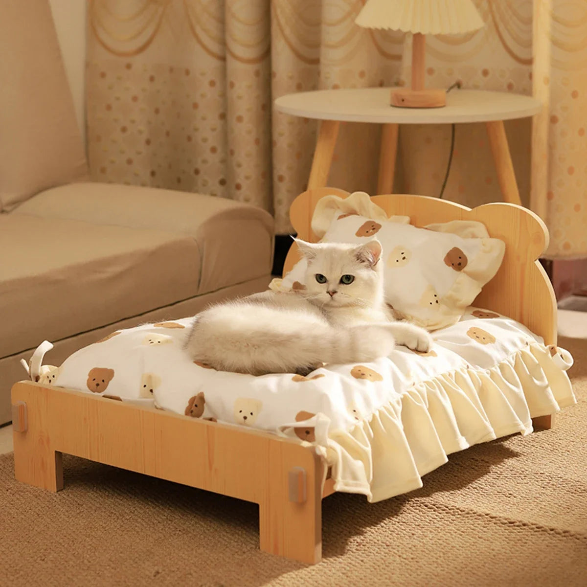 Wooden Elevated Cat Bed